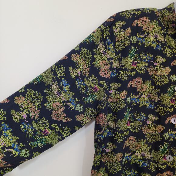 Clio Vintage Asian print 3/4 sleeve button front blouse woman's size medium - Picture 9 of 9